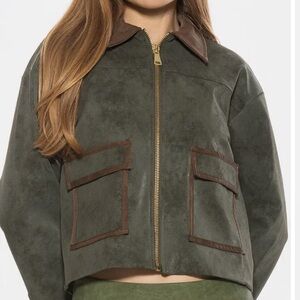 Olive Green Suede Women's Jacket